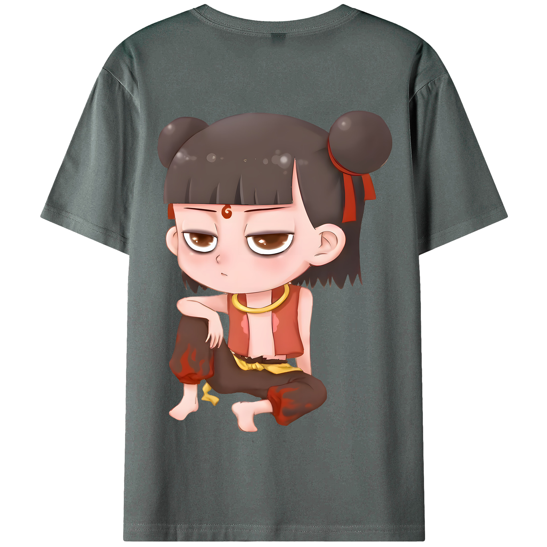 （画像用） Ne Zha 2 ナタ 魔童の大暴れ 綿100％半袖Tシャツ（背面プリント）